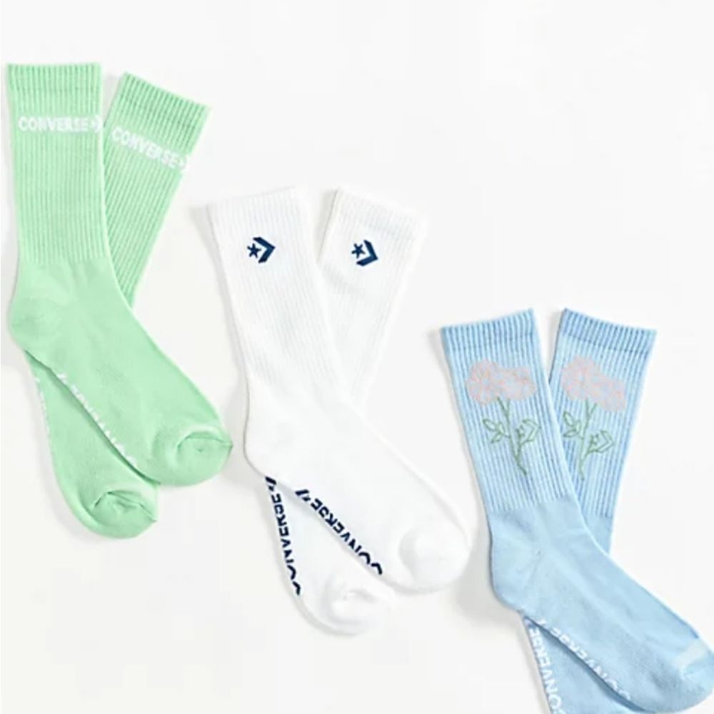 Converse Chevron Leaf 3-PK Crew Socks